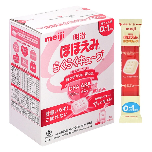 Sữa bột nội địa Nhật dạng thanh Meiji Hohoemi Raku Raku Cube 810g (0 - 12 tháng) 1