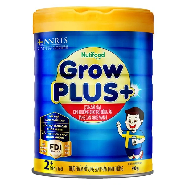 Sữa bột Nutifood GrowPLUS+ xanh 2+ hương vani 900g (từ 2 tuổi) giúp tăng cân 1