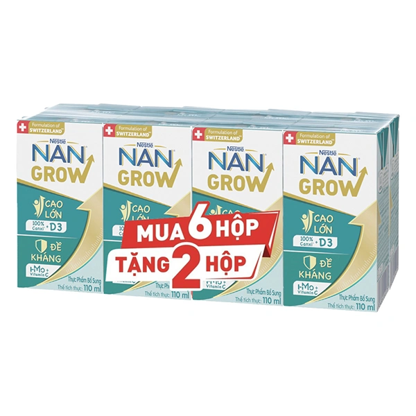 Lốc 6 + 2 hộp sữa pha sẵn Nestlé NAN Grow 110 ml (từ 1 tuổi) 1