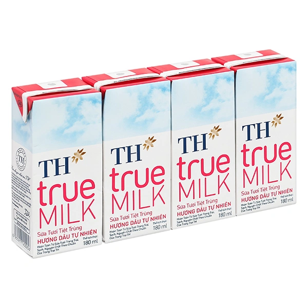 Lốc 4 hộp sữa tươi tiệt trùng TH true MILK có đường hương dâu 180 ml (từ 1 tuổi) 1