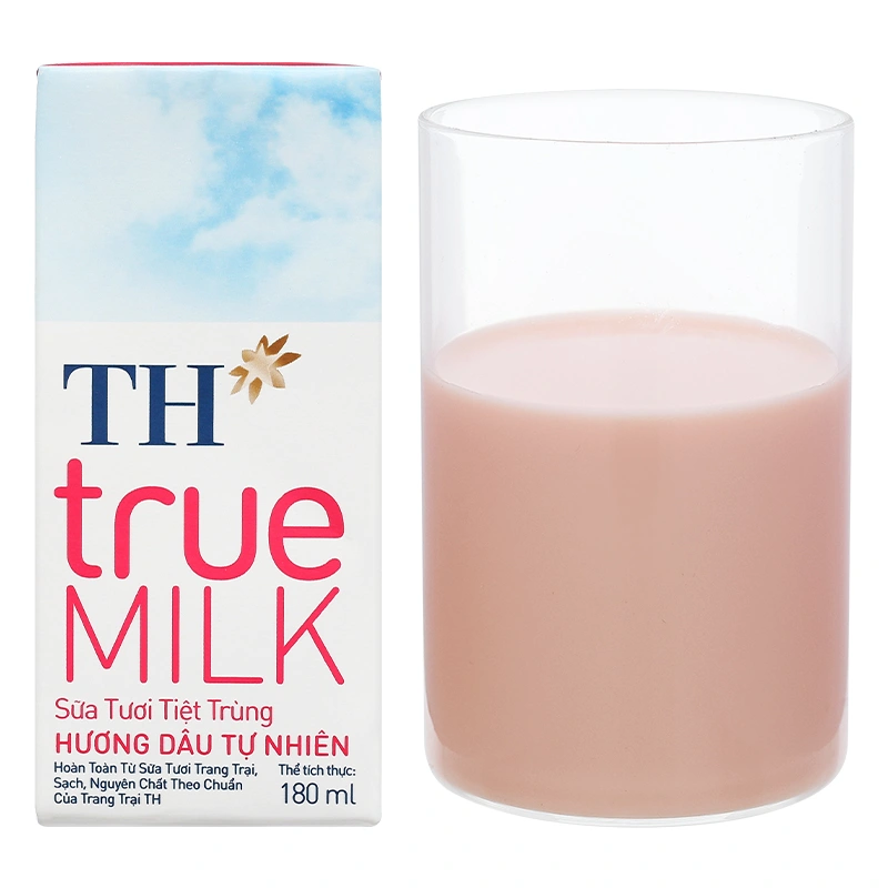 Lốc 4 hộp sữa tươi tiệt trùng TH true MILK có đường hương dâu 180 ml (từ 1 tuổi) 22