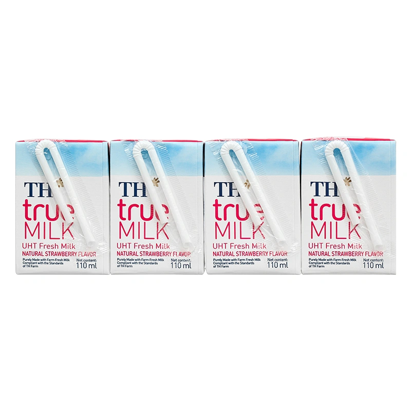 Lốc 4 hộp sữa tươi tiệt trùng TH true MILK có đường hương dâu 110 ml (từ 1 tuổi) 4