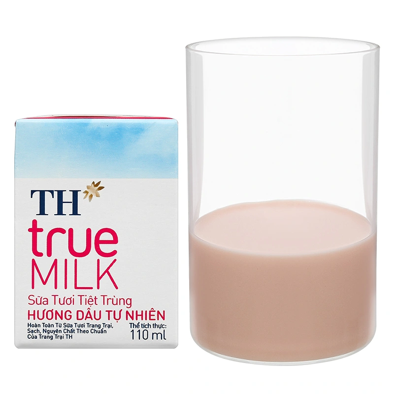 Lốc 4 hộp sữa tươi tiệt trùng TH true MILK có đường hương dâu 110 ml (từ 1 tuổi) 22