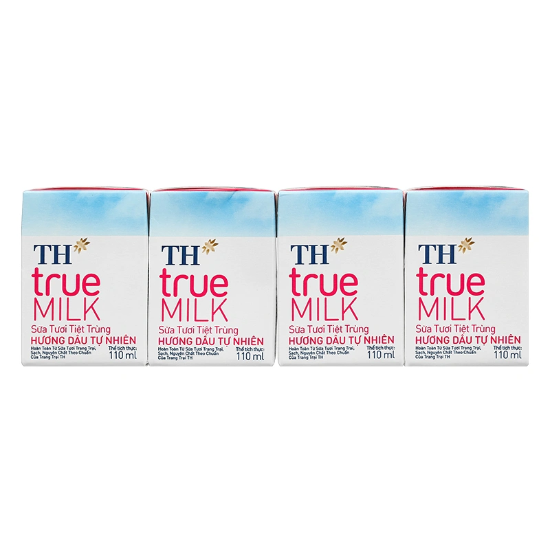 Lốc 4 hộp sữa tươi tiệt trùng TH true MILK có đường hương dâu 110 ml (từ 1 tuổi) 15