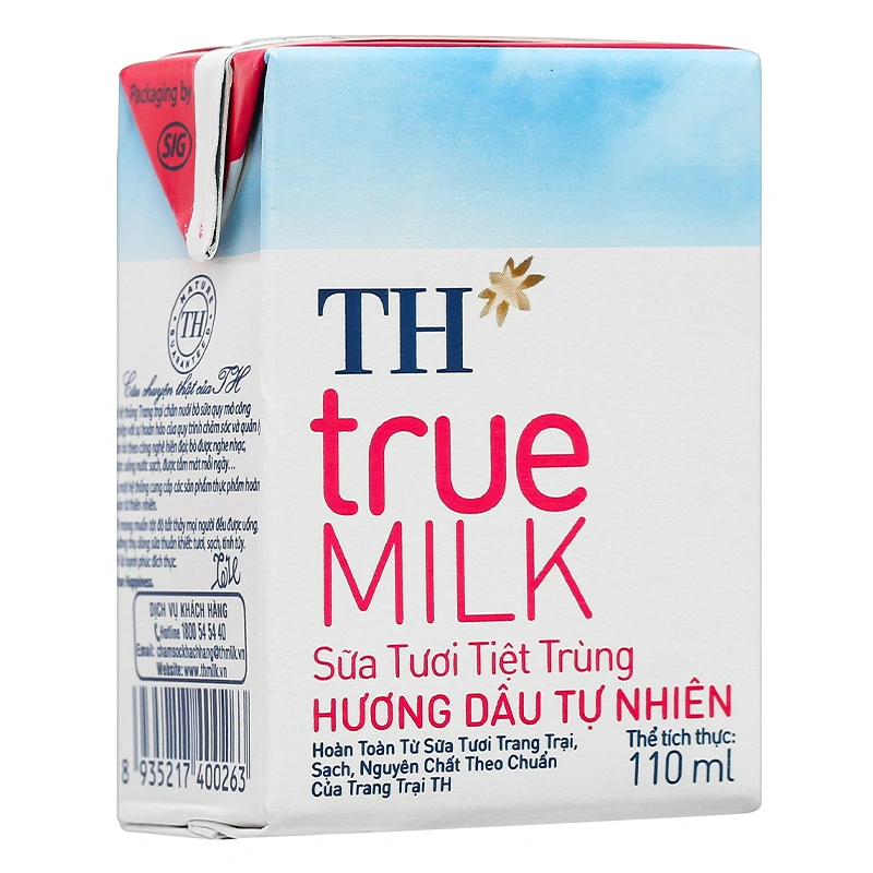 Lốc 4 hộp sữa tươi tiệt trùng TH true MILK có đường hương dâu 110 ml (từ 1 tuổi) 17