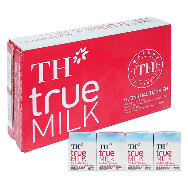 Thùng 48 hộp sữa tươi tiệt trùng TH true MILK có đường hương dâu 110 ml (từ 1 tuổi) 1
