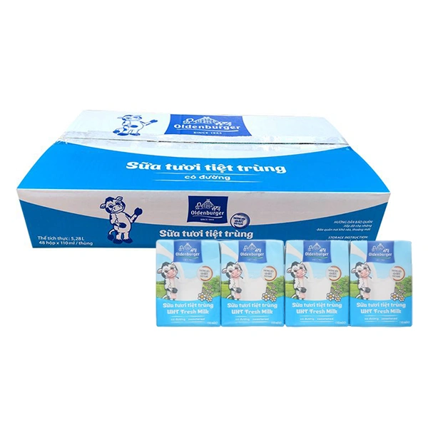 Thùng 48 hộp sữa tươi tiệt trùng Oldenburger có đường 110 ml (từ 1 tuổi) 1