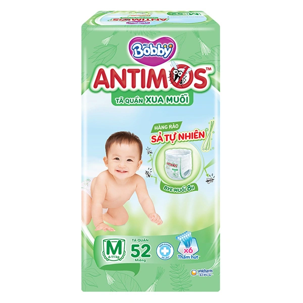 Tã quần Bobby Antimos xua muỗi size M 52 miếng (6 - 11 kg) 1