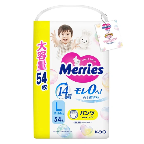 Tã quần Merries size L 54 miếng (9 - 14 kg) 1