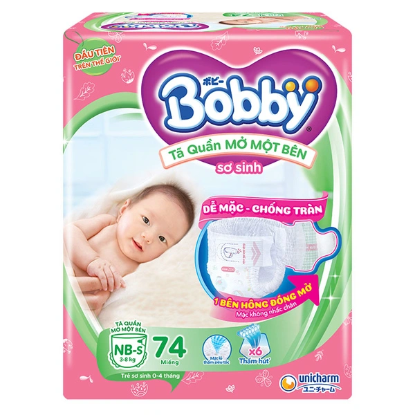 Tã quần mở một bên Bobby size NB-s 74 miếng (3 - 8 kg) 1