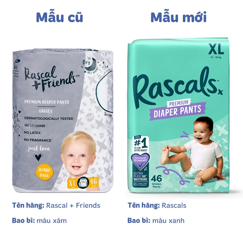 Tã quần Rascals size XL 46 miếng (13 - 18 kg) - Giao bao bì ngẫu nhiên 2