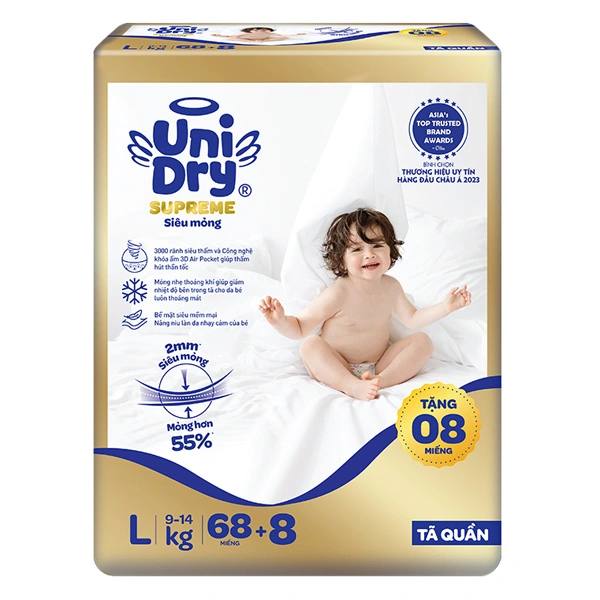 Tã quần Unidry Supreme Thin & Soft size L 68 + 8 miếng (9 - 14 kg) 1
