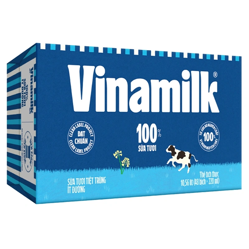 Thùng 48 bịch sữa tươi tiệt trùng Vinamilk ít đường 220 ml (từ 1 tuổi) 2