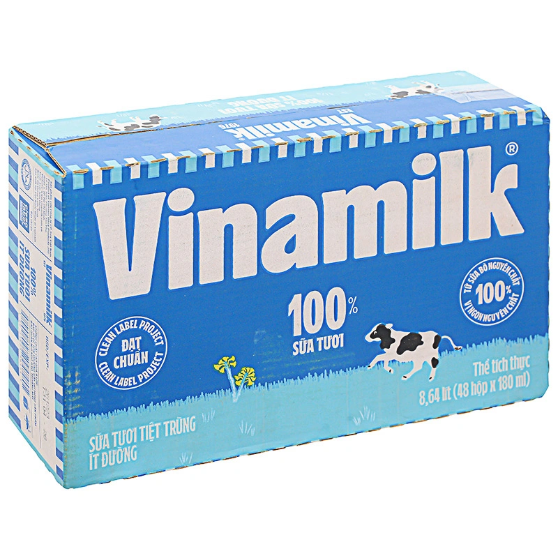 Thùng 48 hộp sữa tươi tiệt trùng Vinamilk ít đường 180 ml (từ 1 tuổi) - Giao bao bì ngẫu nhiên 2