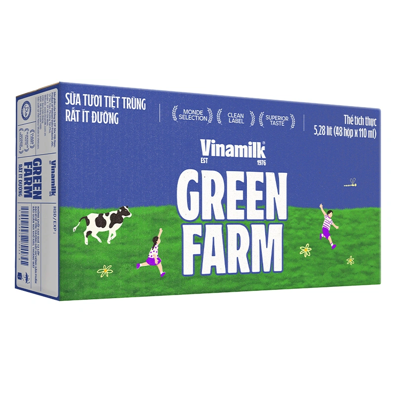 Lốc 4 hộp sữa tươi tiệt trùng Vinamilk Green Farm rất ít đường 110 ml (từ 1 tuổi) 13
