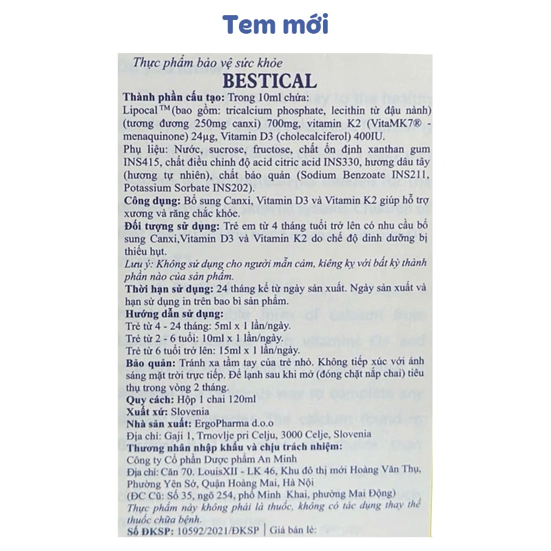 Siro Bestical hỗ trợ xương và răng chắc khỏe hương dâu, 120 ml dạng uống (từ 4 tháng) - Giao bao bì ngẫu nhiên 5