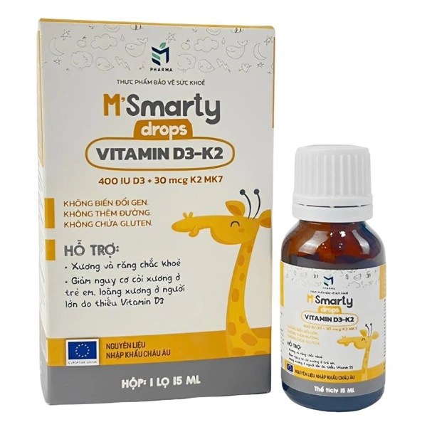 M'Smarty Vitamin D3-K2 hỗ trợ hấp thu canxi, 15 ml dạng nhỏ giọt (từ 0 tháng) - Giao bao bì ngẫu nhiên 1