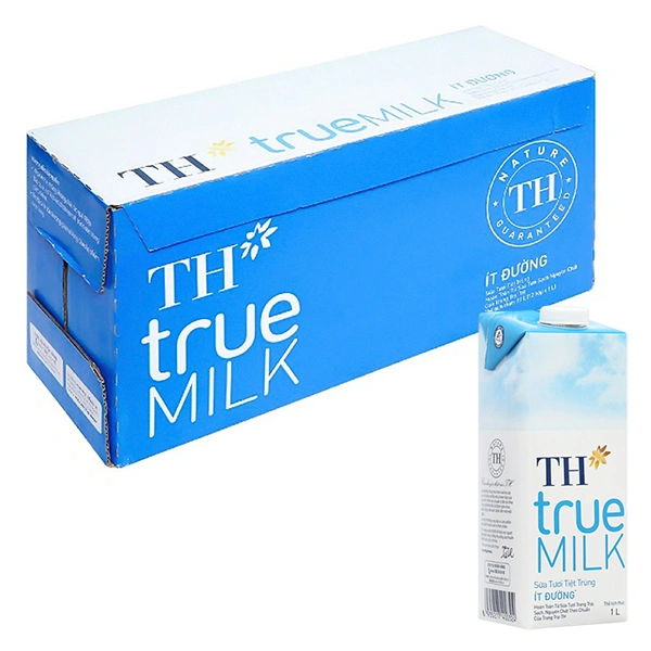 Thùng 12 hộp sữa tươi tiệt trùng TH true MILK ít đường 1 lít (từ 1 tuổi) 1
