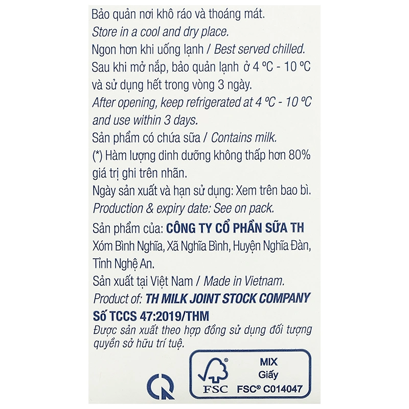 Thùng 12 hộp sữa tươi tiệt trùng TH true MILK không đường 1 lít (từ 1 tuổi) 13