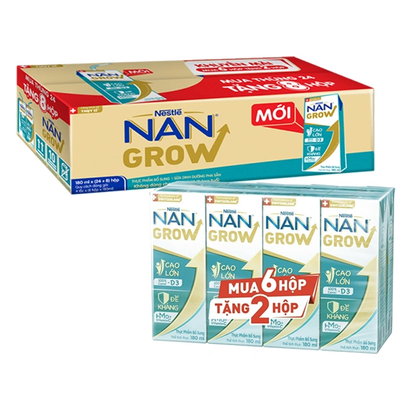 Thùng 24 + 8 hộp sữa pha sẵn Nestlé NAN Grow 180 ml (từ 1 tuổi) 1