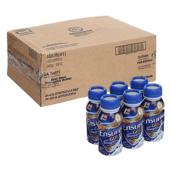 Lốc 6 chai sữa bột người lớn pha sẵn Ensure Gold hương vani 237 ml 8