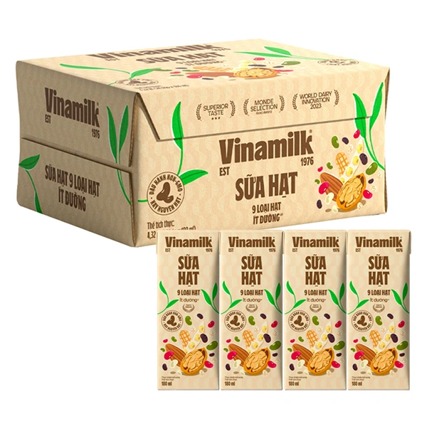 Thùng 24 hộp sữa hạt Vinamilk 9 loại hạt ít đường