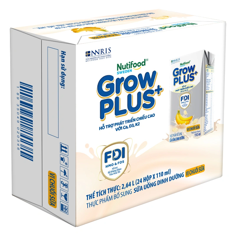 Lốc 4 hộp sữa pha sẵn Nutifood GrowPLUS+ bạc hương chuối 110 ml (từ 1 tuổi) 7