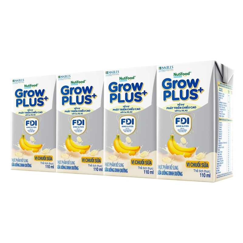 Lốc 4 hộp sữa pha sẵn Nutifood GrowPLUS+ bạc hương chuối 110 ml (từ 1 tuổi) 9