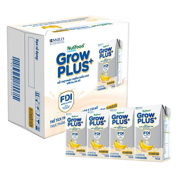 Thùng 24 hộp sữa pha sẵn Nutifood GrowPLUS+ bạc hương chuối 110 ml (từ 1 tuổi) 1
