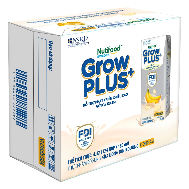 Lốc 4 hộp sữa pha sẵn Nutifood GrowPLUS+ bạc hương chuối 180 ml (từ 1 tuổi) 7
