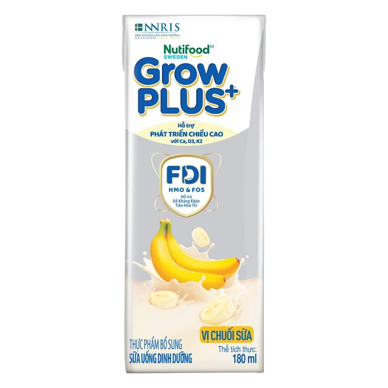 Lốc 4 hộp sữa pha sẵn Nutifood GrowPLUS+ bạc hương chuối 180 ml (từ 1 tuổi) 11