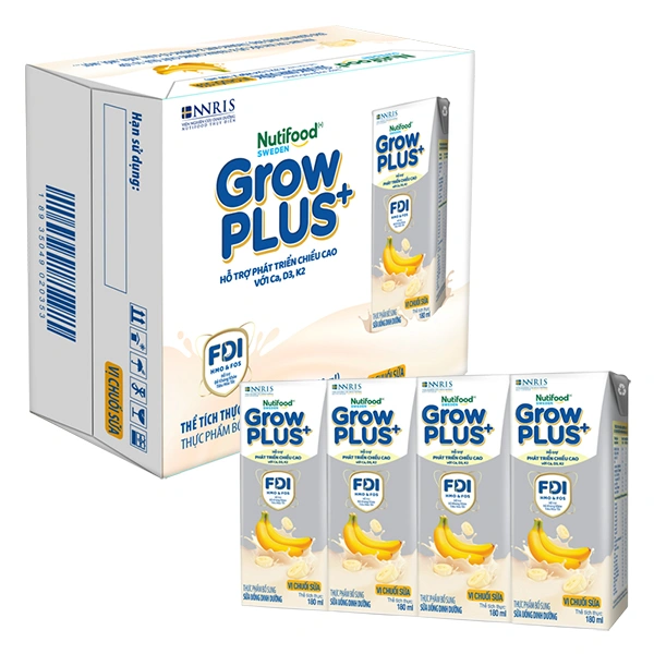 Thùng 24 hộp sữa pha sẵn Nutifood GrowPLUS+ bạc hương chuối 180 ml (từ 1 tuổi) 1