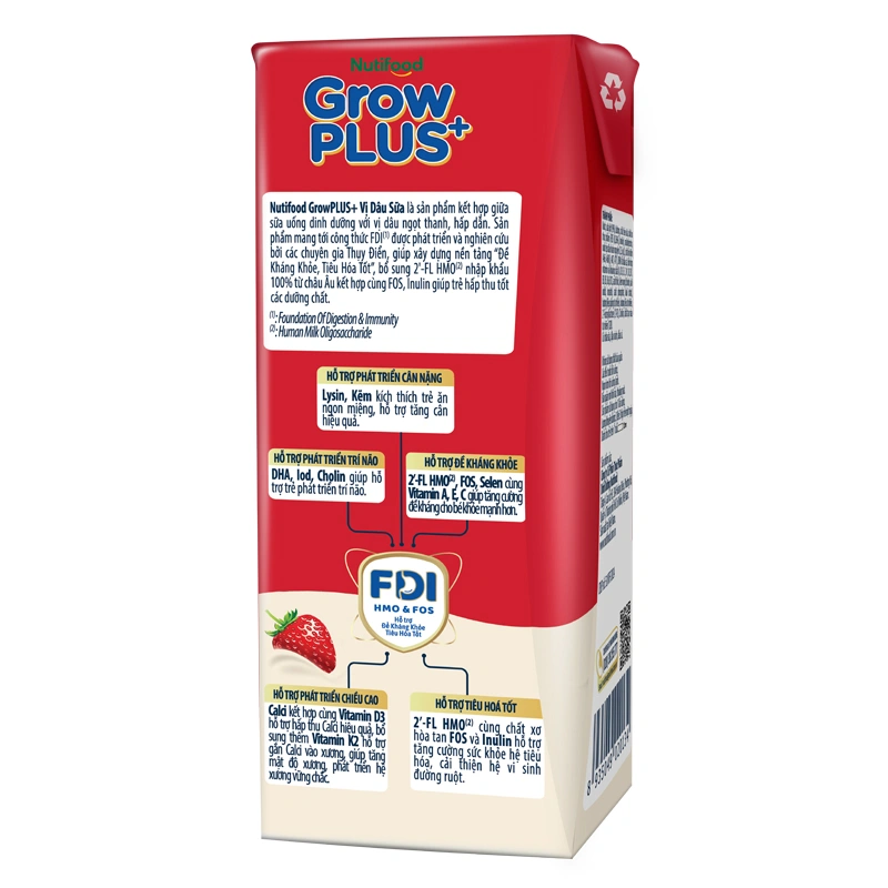 Thùng 24 hộp sữa pha sẵn Nutifood GrowPLUS+ đỏ hương dâu 180 ml cho trẻ suy dinh dưỡng, thấp còi (từ 1 tuổi) 7