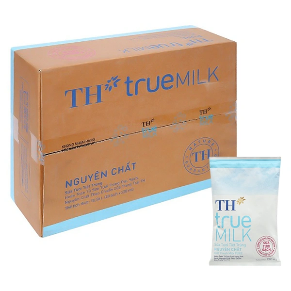 Thùng 48 bịch sữa tươi tiệt trùng TH true MILK không đường 220 ml (từ 1 tuổi) 1