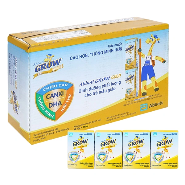 Thùng 48 hộp sữa pha sẵn Abbott Grow Gold hương vani 110 ml (từ 1 tuổi) 1