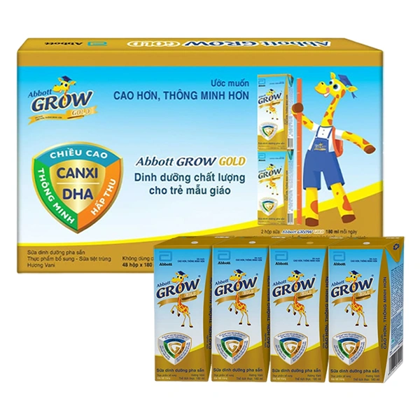 Thùng 48 hộp sữa pha sẵn Abbott Grow Gold hương vani 180 ml (từ 1 tuổi) 1