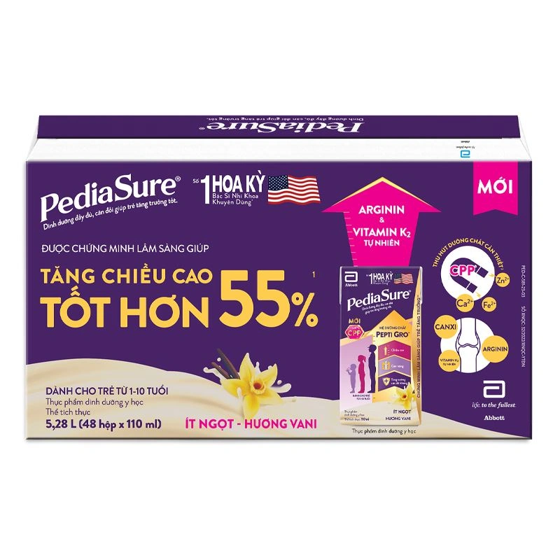 Thùng 48 hộp sữa pha sẵn Abbott PediaSure hương vani 110 ml (1 - 10 tuổi) - Giao bao bì ngẫu nhiên 3