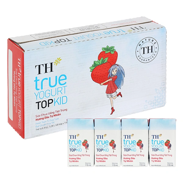 Thùng 48 hộp sữa chua uống tiệt trùng TH true YOGURT TOPKID - Giao bao bì ngẫu nhiên