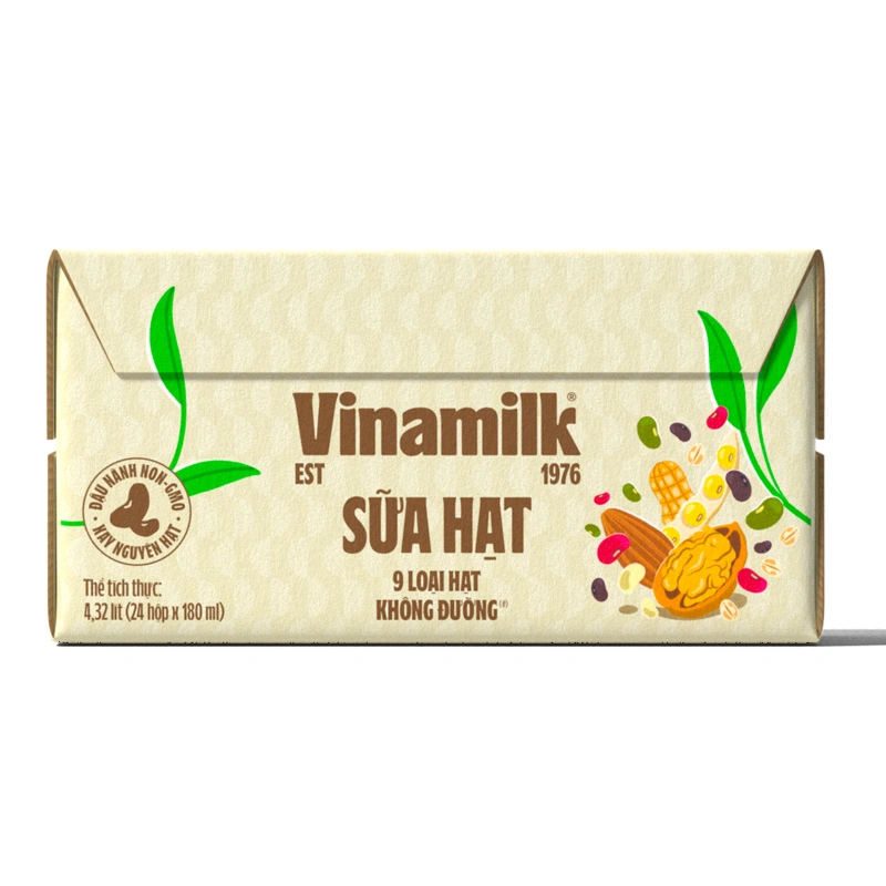 Thùng 24 hộp sữa hạt Vinamilk 9 loại hạt không đường 180 ml (từ 4 tuổi) 3