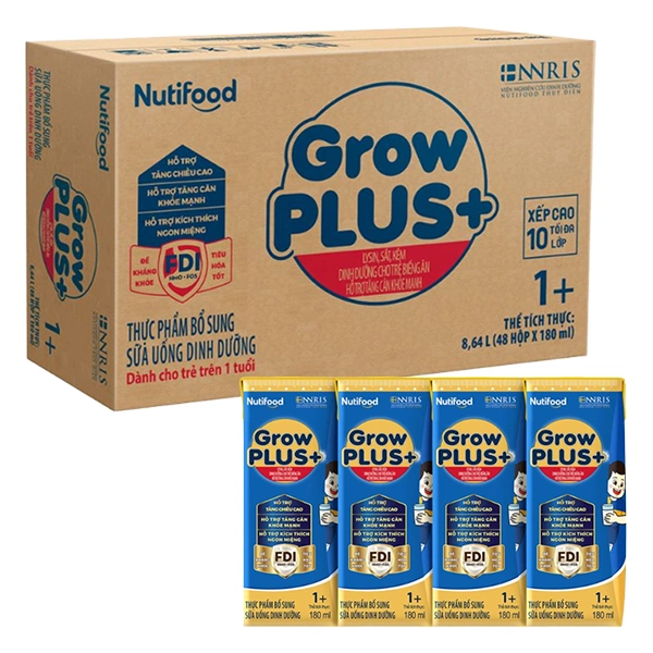 Lốc 4 hộp sữa pha sẵn Nutifood GrowPLUS+ 1+ xanh hương vani 180 ml cho trẻ biếng ăn (1 - 2 tuổi) 9