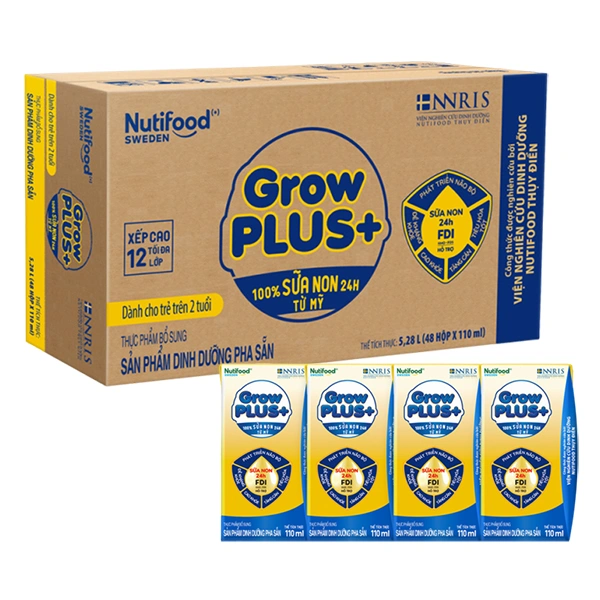 Thùng 48 hộp sữa non pha sẵn Nutifood GrowPLUS+ vàng