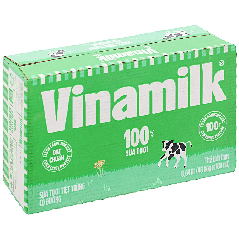 Thùng 48 hộp sữa tươi tiệt trùng Vinamilk có đường 180 ml (từ 1 tuổi) - Giao bao bì ngẫu nhiên 2