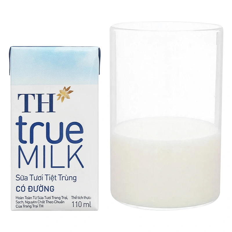Thùng 48 hộp sữa tươi tiệt trùng TH true MILK có đường 110 ml (từ 1 tuổi) 12