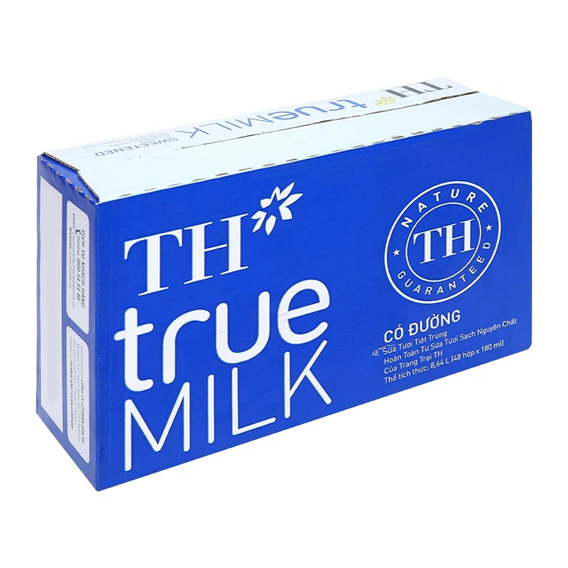 Lốc 4 hộp sữa tươi tiệt trùng TH true MILK có đường 180 ml (từ 1 tuổi) 12