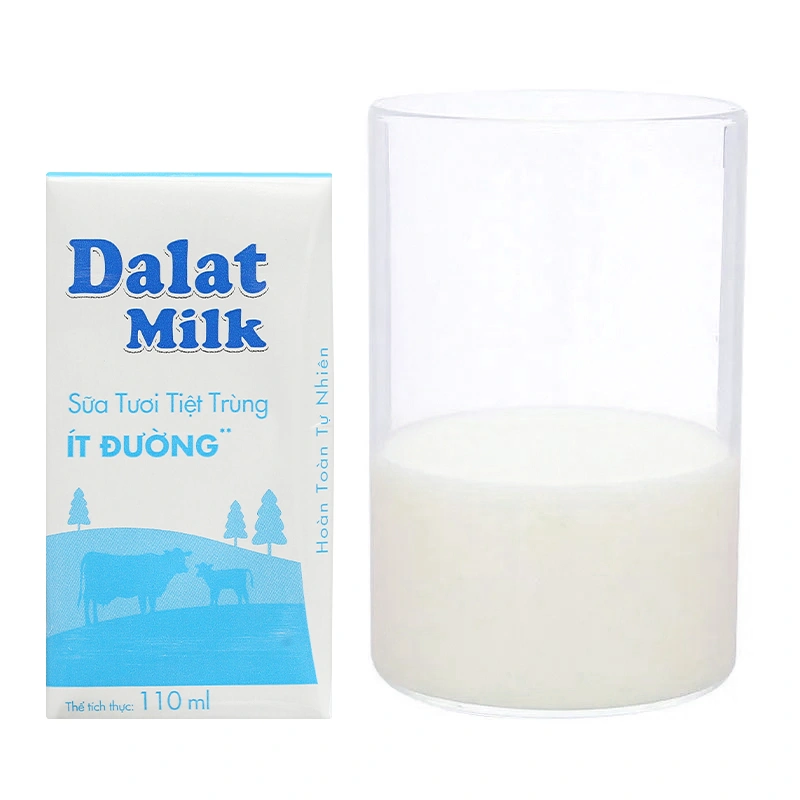 Lốc 4 hộp sữa tươi tiệt trùng Dalat Milk ít đường 110 ml (từ 1 tuổi) 22