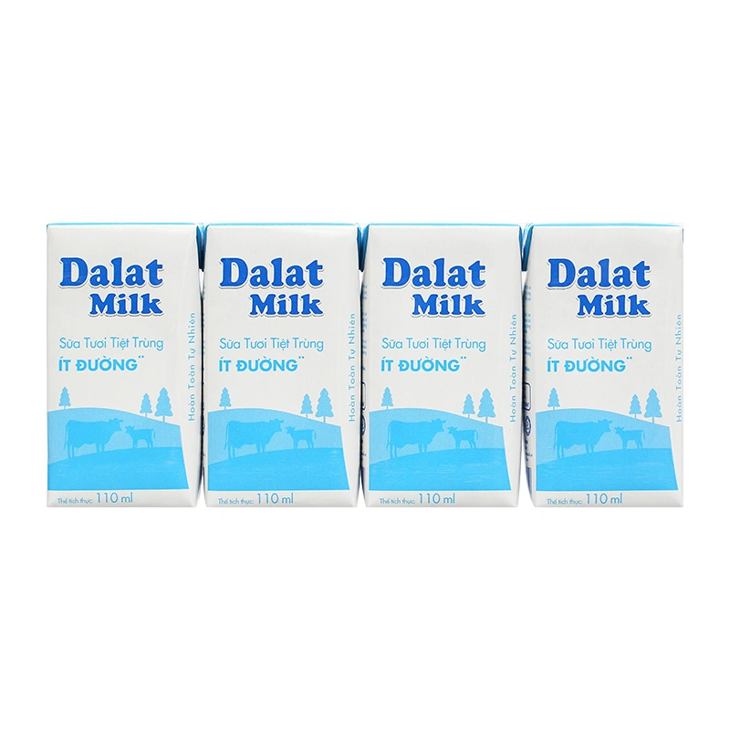 Lốc 4 hộp sữa tươi tiệt trùng Dalat Milk ít đường 110 ml (từ 1 tuổi) 15