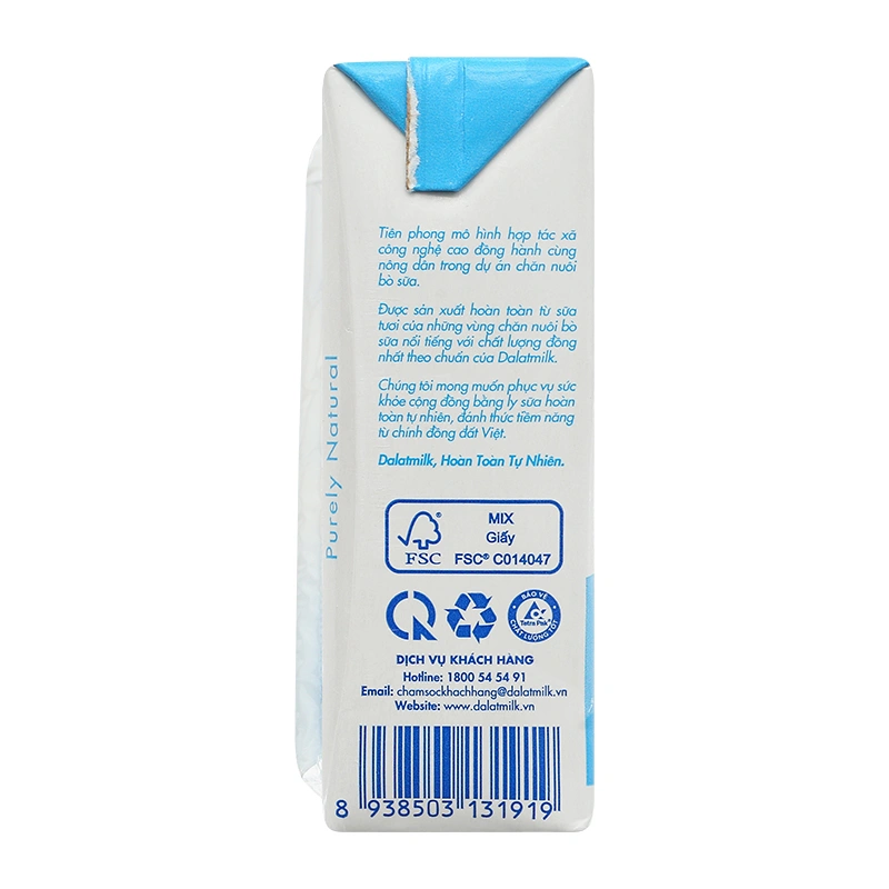Lốc 4 hộp sữa tươi tiệt trùng Dalat Milk ít đường 110 ml (từ 1 tuổi) 20
