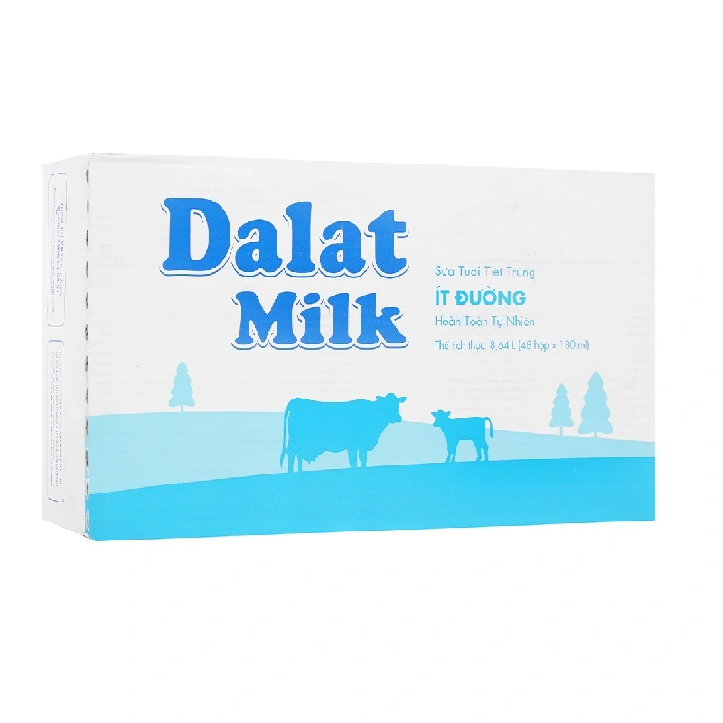 Thùng 48 hộp sữa tươi tiệt trùng Dalat Milk ít đường 180 ml (từ 1 tuổi) 2