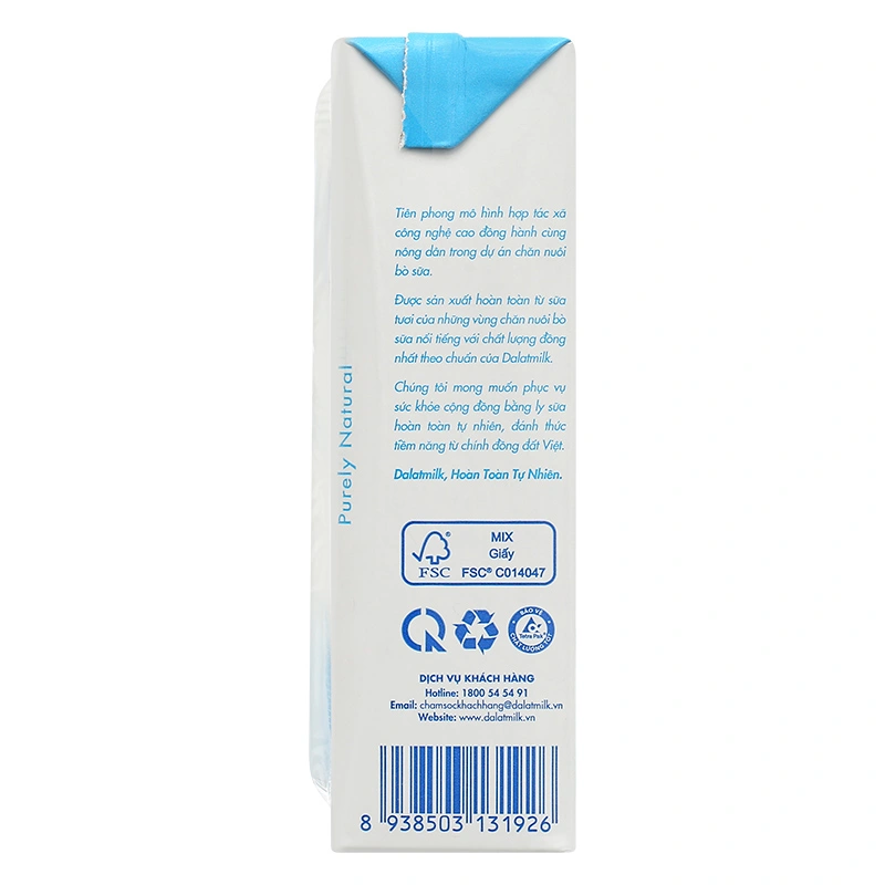 Thùng 48 hộp sữa tươi tiệt trùng Dalat Milk ít đường 180 ml (từ 1 tuổi) 10