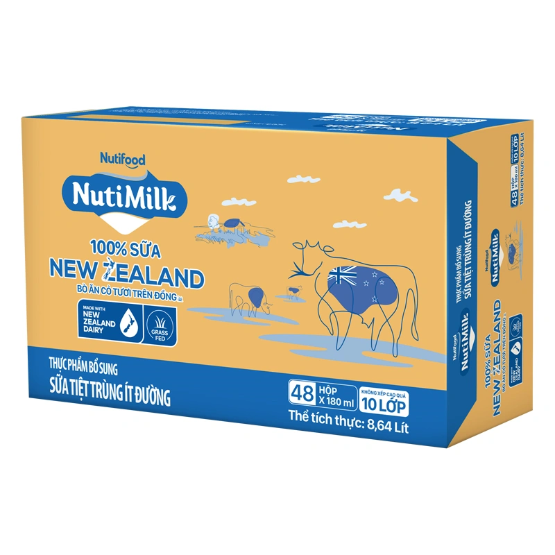 Thùng 48 hộp sữa tiệt trùng Nutimilk New Zealand ít đường 180 ml (từ 1 tuổi) 4